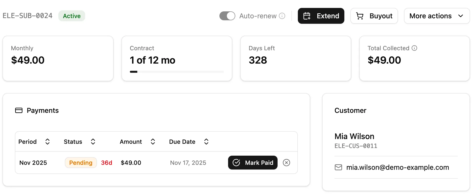 Lifecycle actions menu